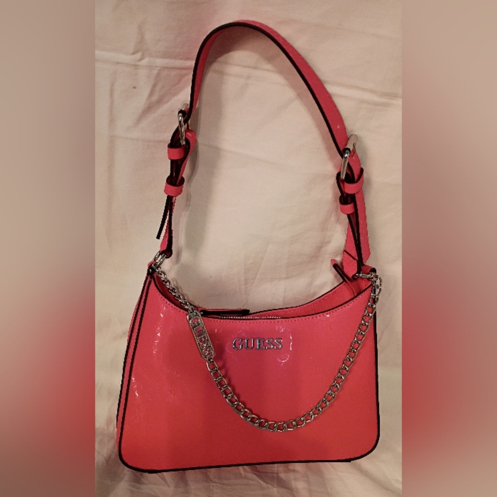 NWT GUESS Woman Tana Top Zip Shoulder Bag - Watermelon